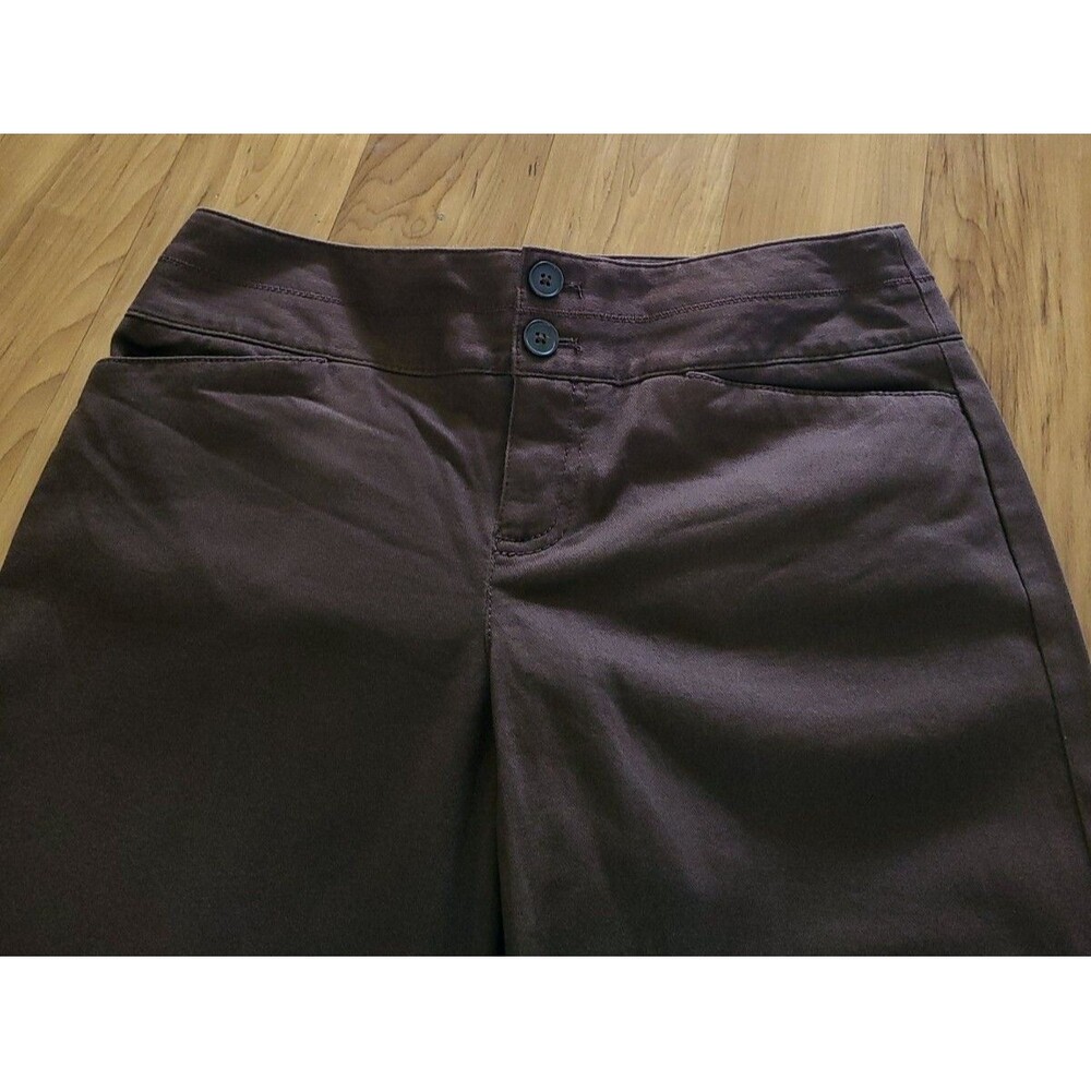 Ann Taylor Loft Women's Sz 2 Capri Pants Dark Brown Wide Leg Crop Chino 28X19 - Picture 4 of 7